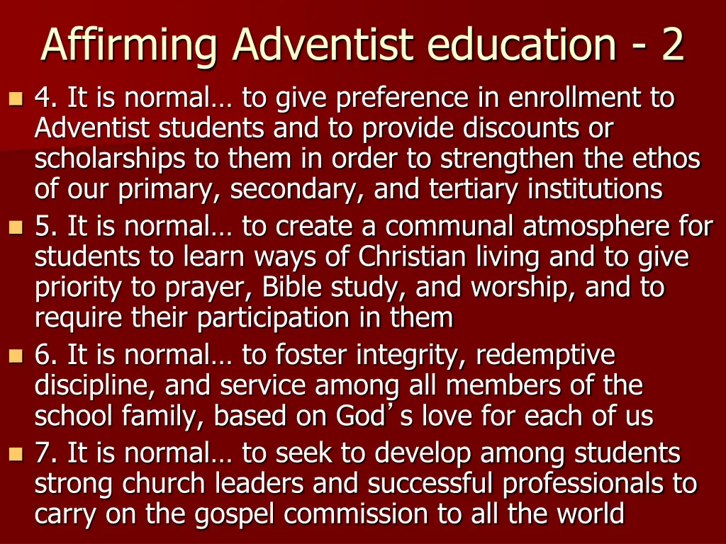 affirming adventist education 2 4 it is normal