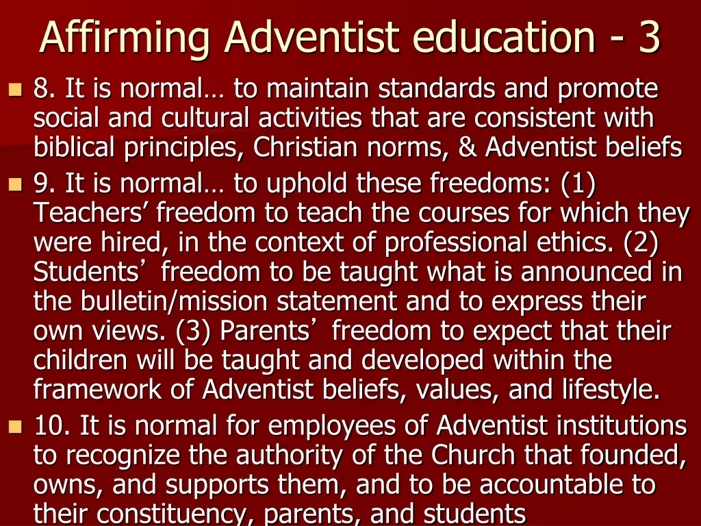 affirming adventist education 3 8 it is normal