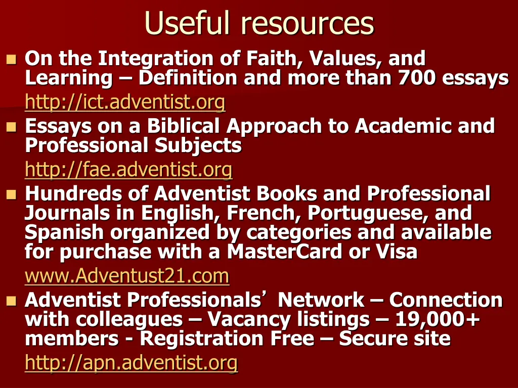 useful resources
