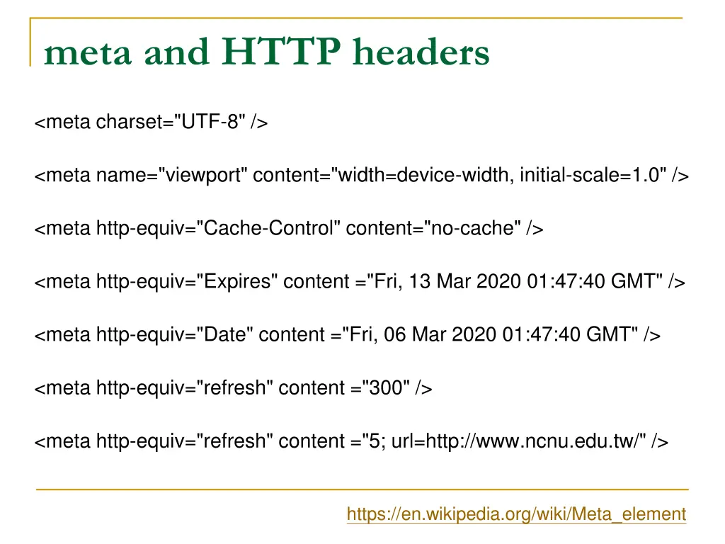 meta and http headers