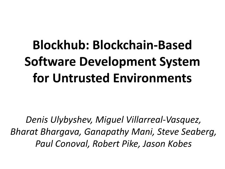 blockhub blockchain based software development