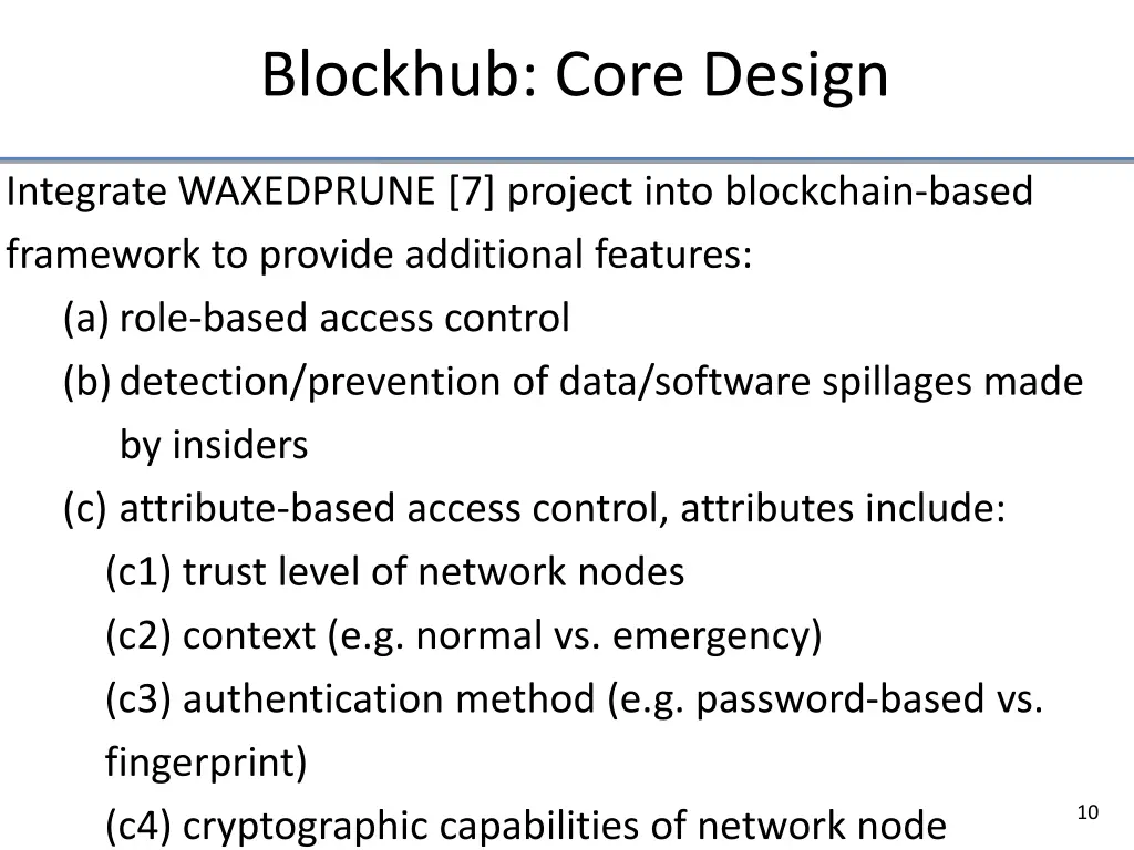 blockhub core design