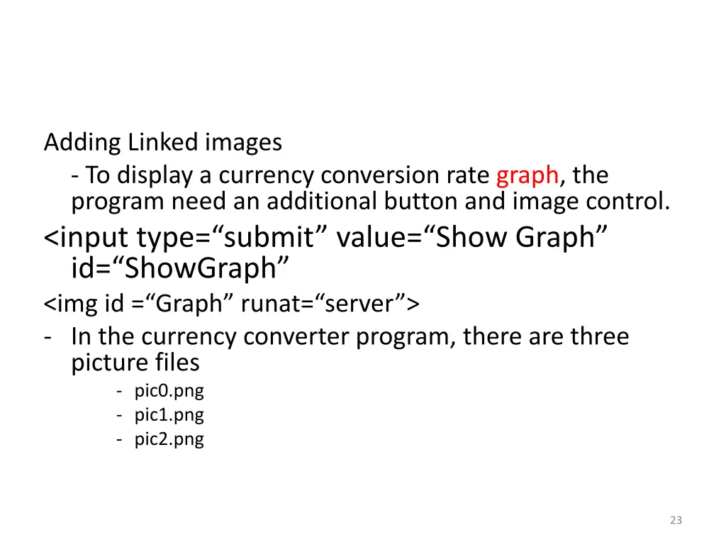 adding linked images to display a currency