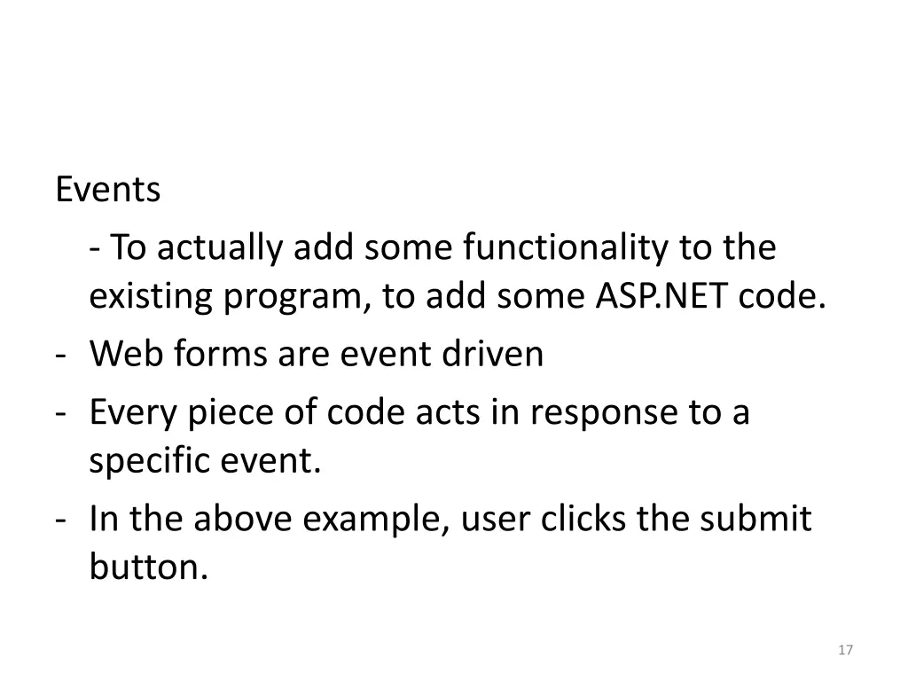 events to actually add some functionality