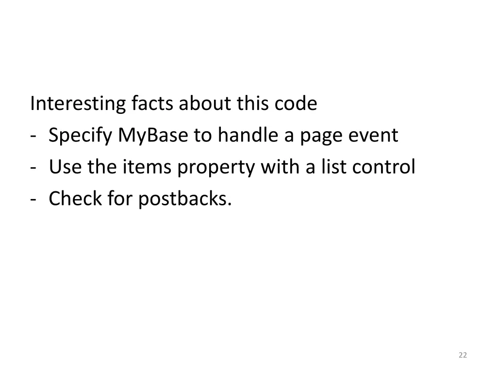 interesting facts about this code specify mybase