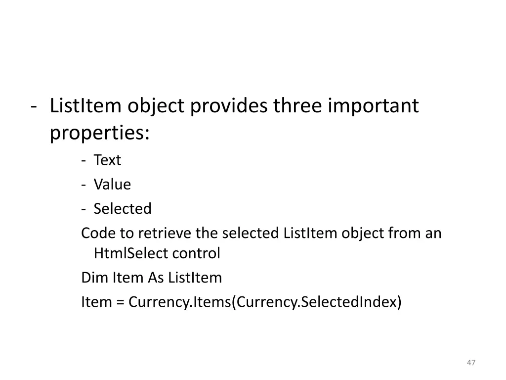 listitem object provides three important