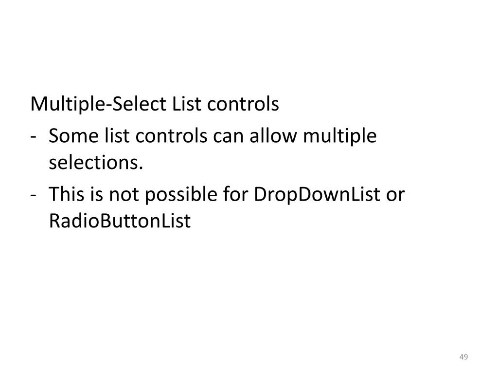 multiple select list controls some list controls
