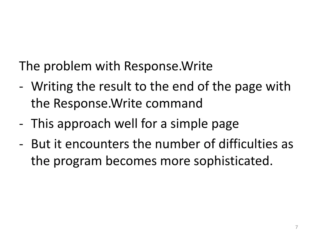 the problem with response write writing