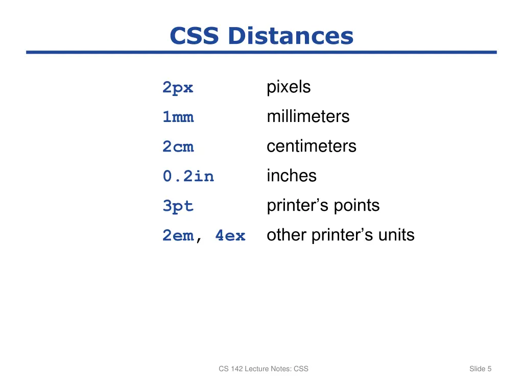 css distances