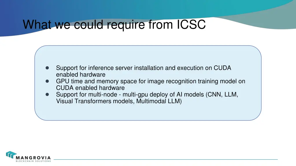 what we could require from icsc