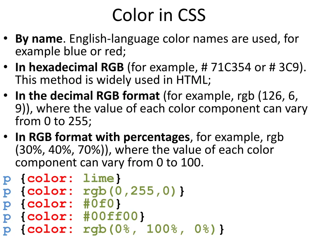 color in css