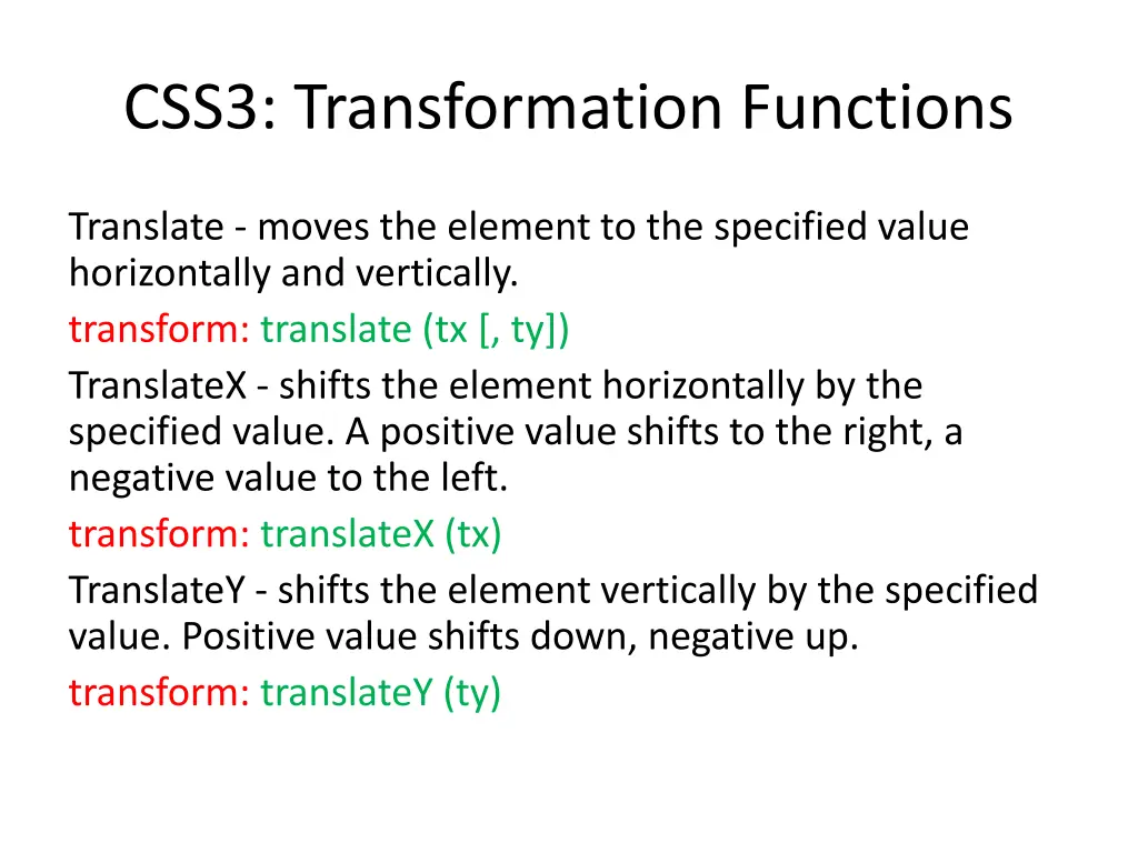 css3 transformation functions