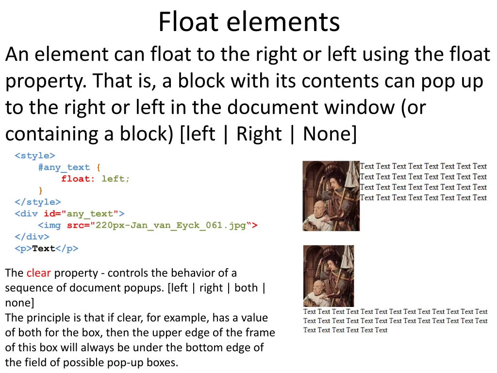 float elements