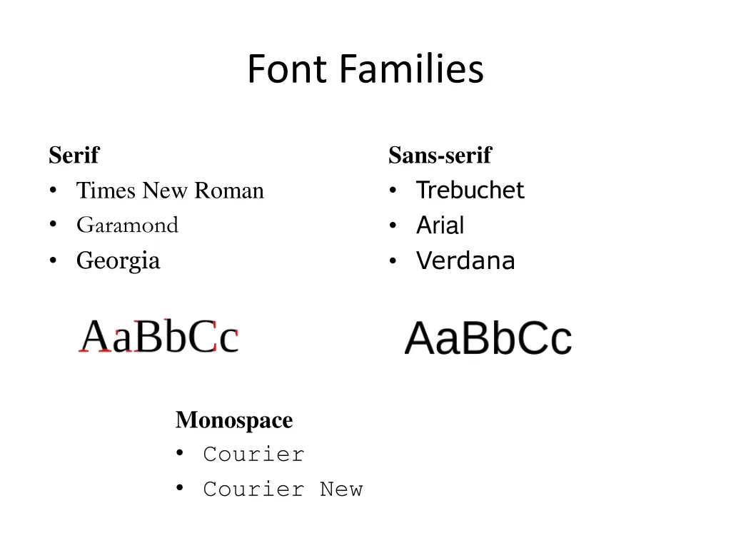 font families
