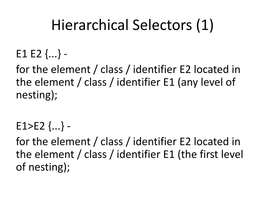 hierarchical selectors 1