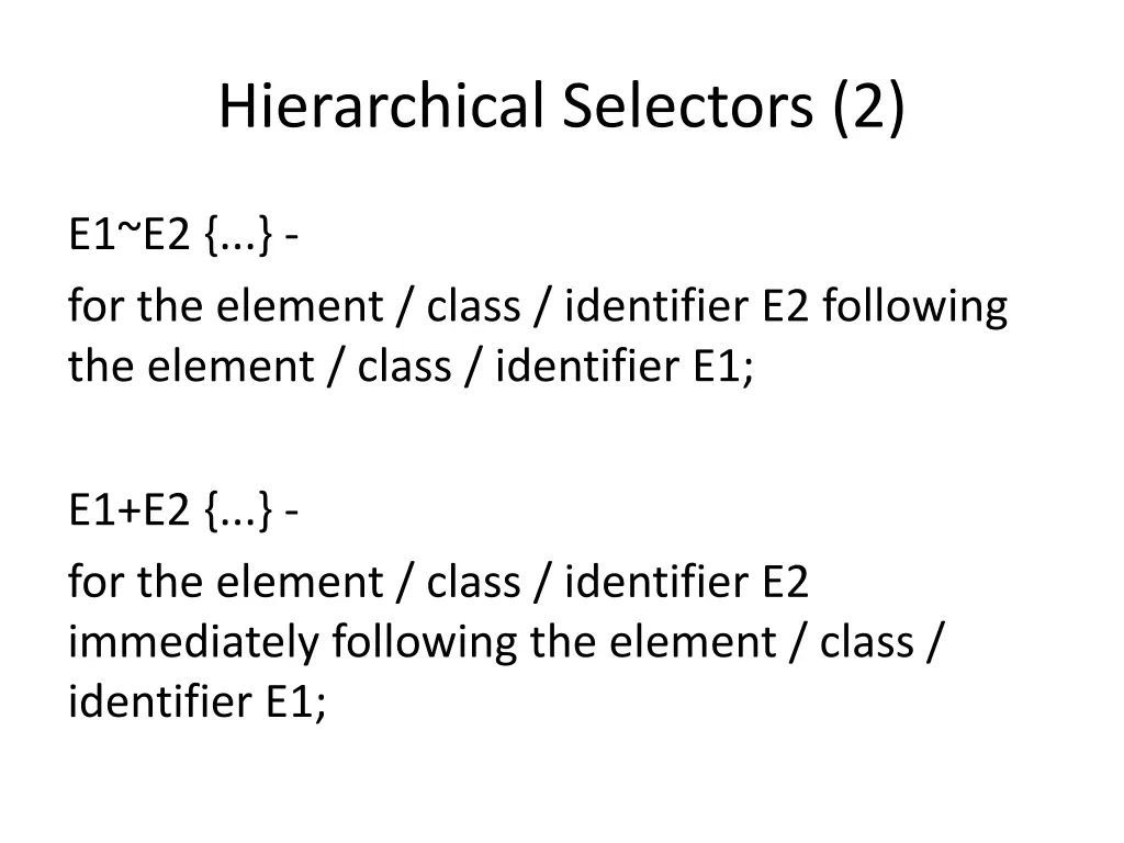hierarchical selectors 2