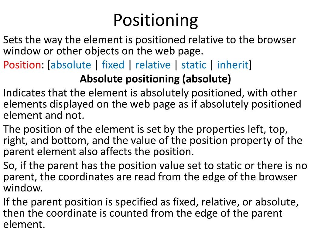 positioning
