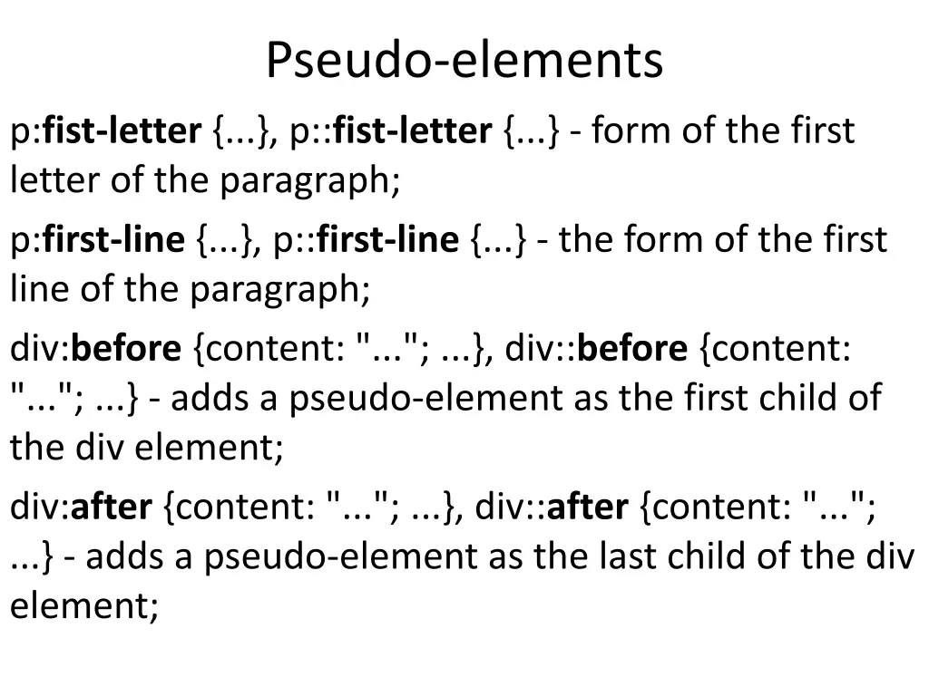 pseudo elements