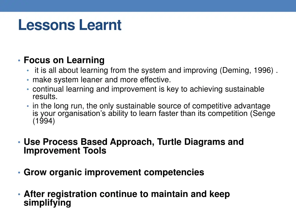lessons learnt 1
