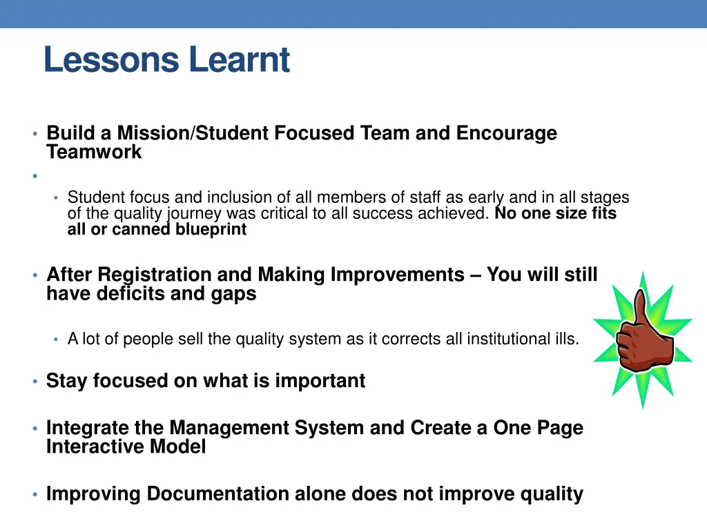 lessons learnt