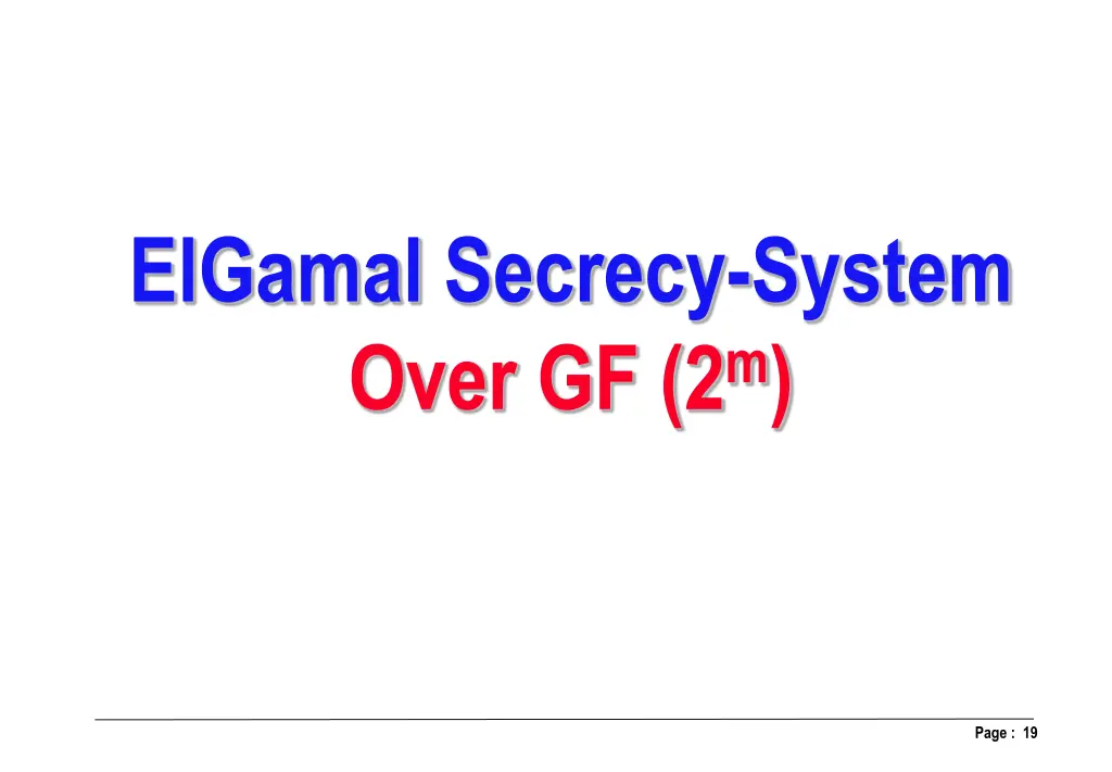 elgamal secrecy system over gf 2 m