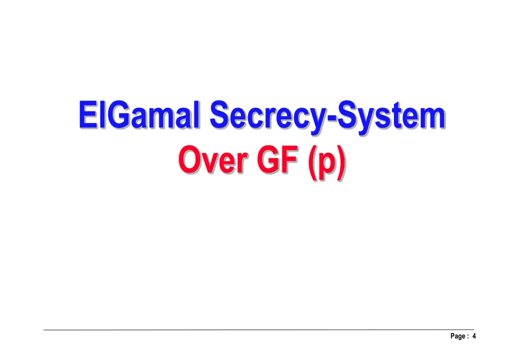 elgamal secrecy system over gf p
