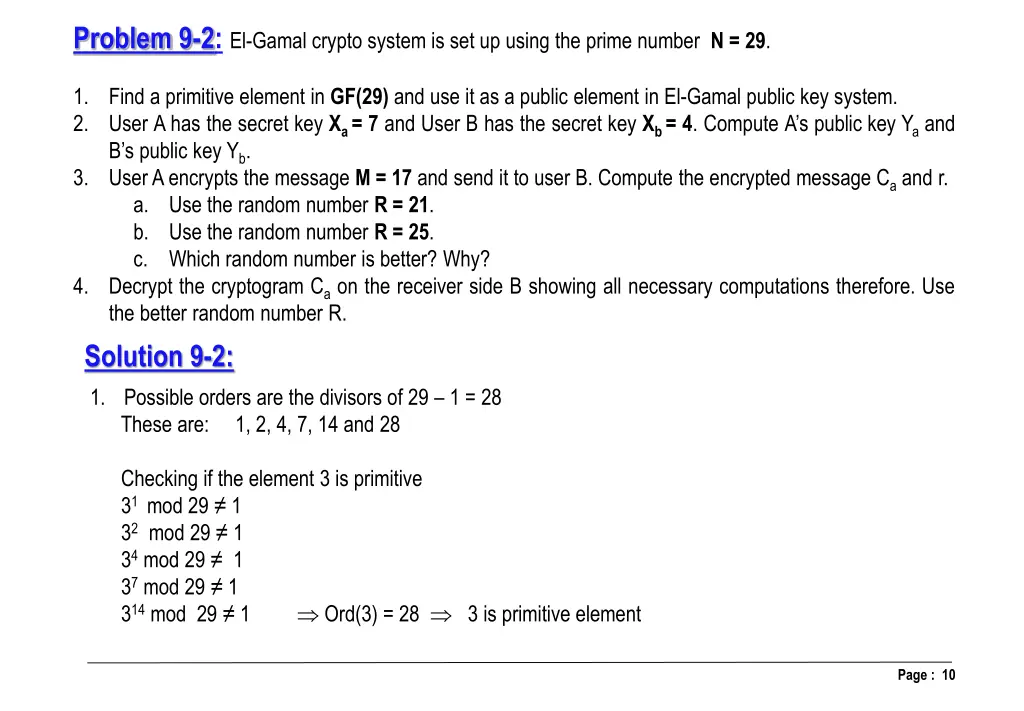 problem 9 2 el gamal crypto system