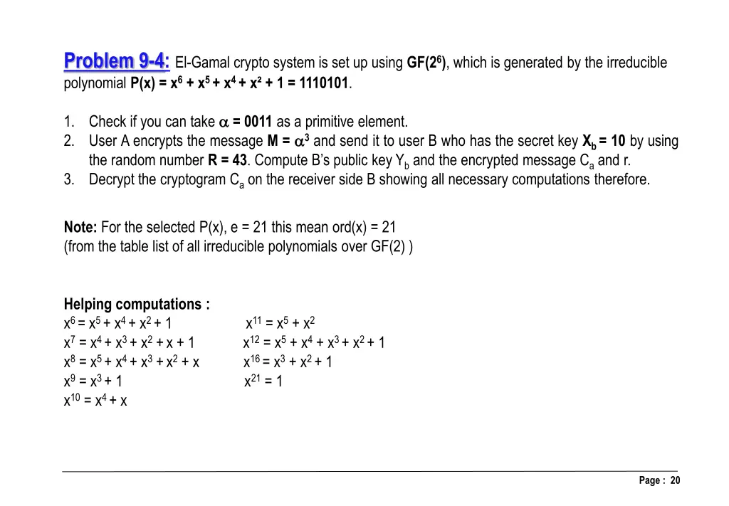 problem 9 4 el gamal crypto system