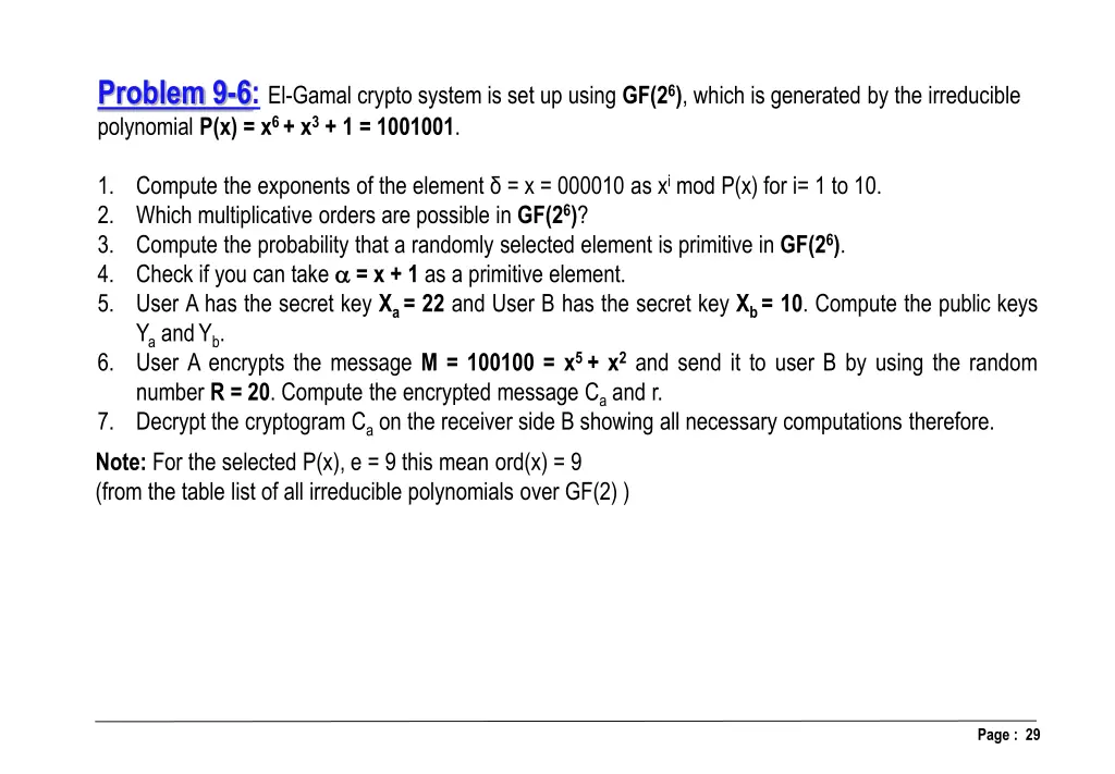 problem 9 6 el gamal crypto system