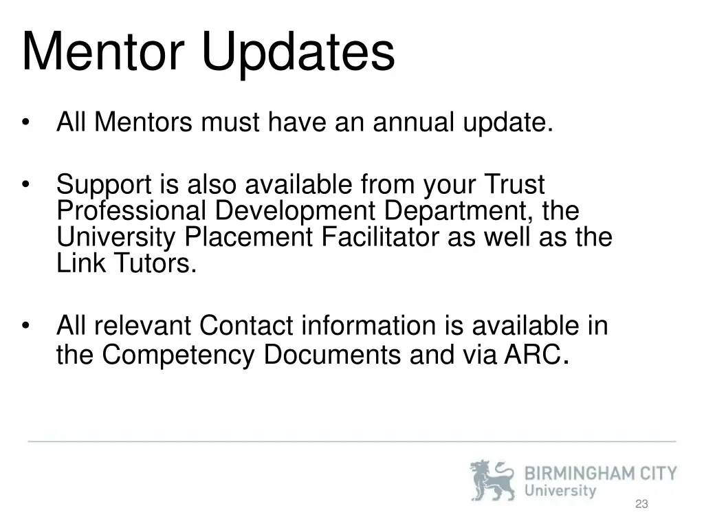 mentor updates