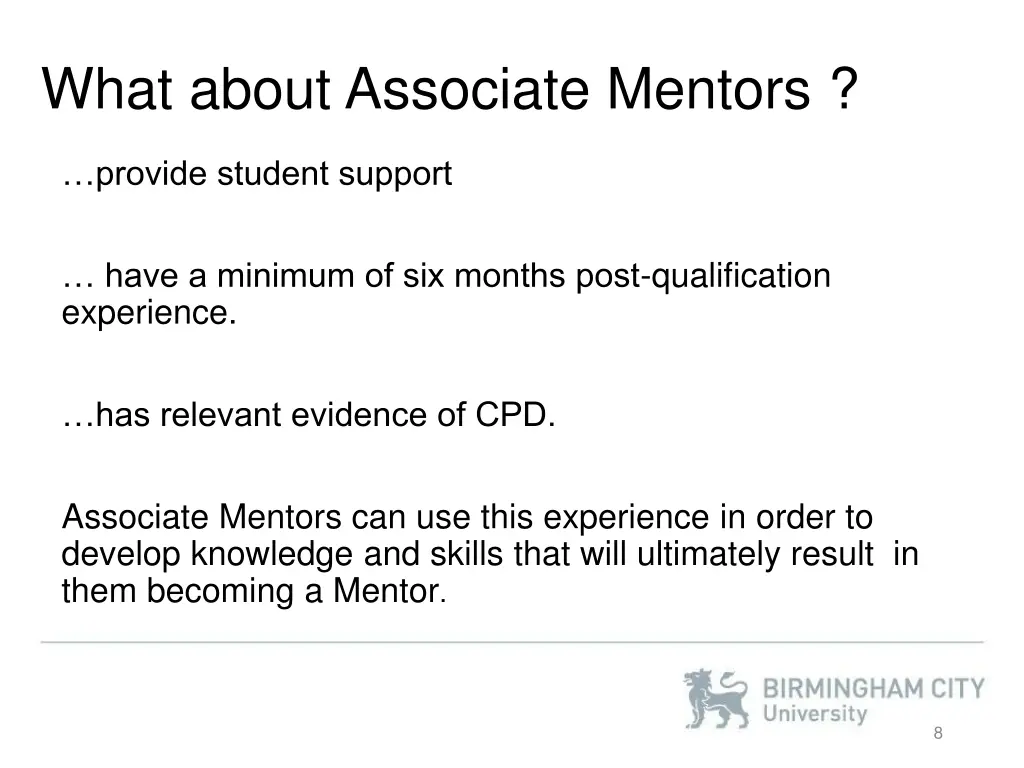 what about associate mentors
