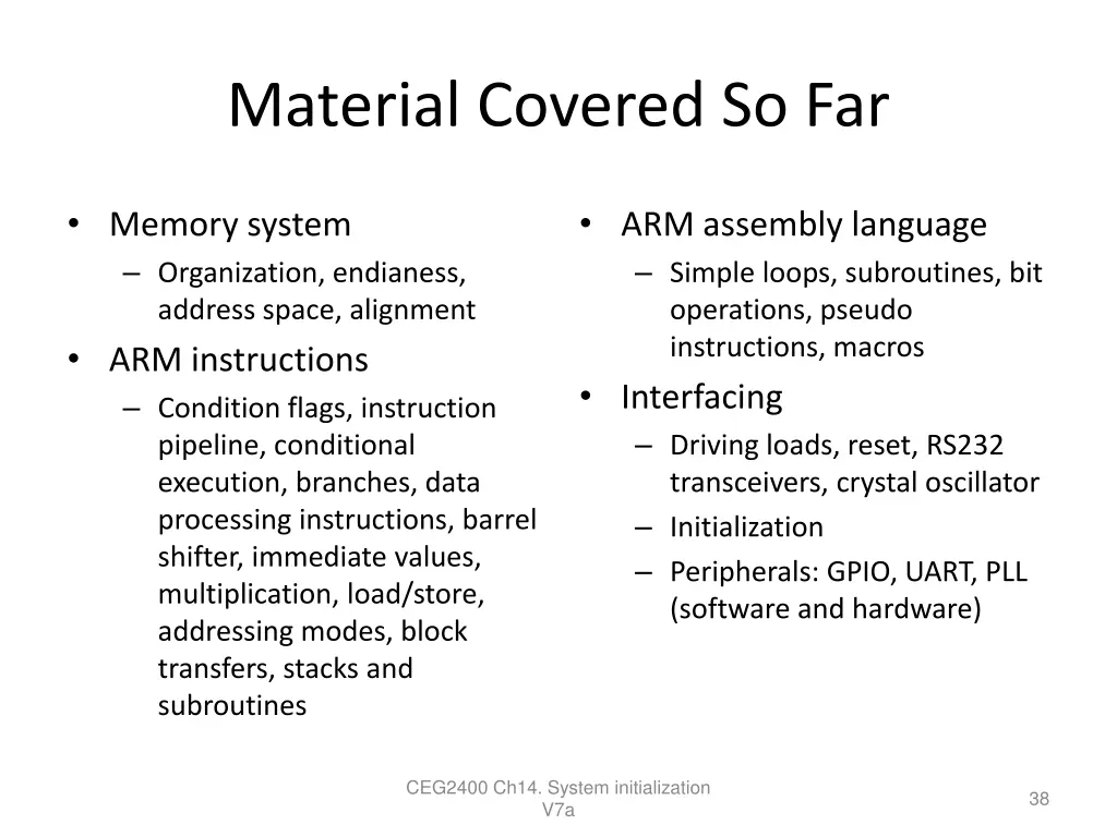 material covered so far