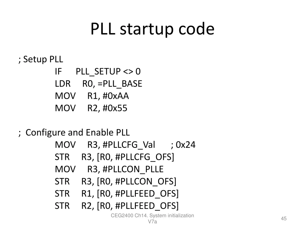 pll startup code 1