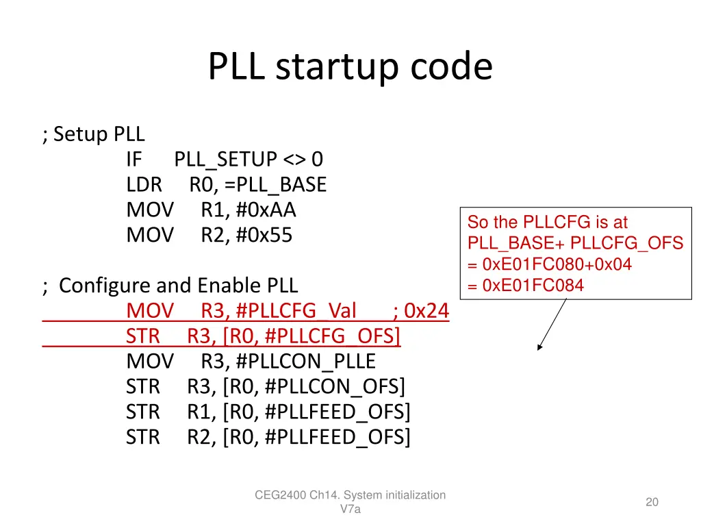 pll startup code