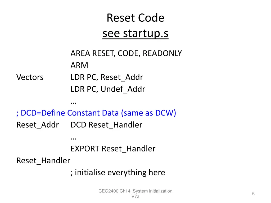 reset code see startup s