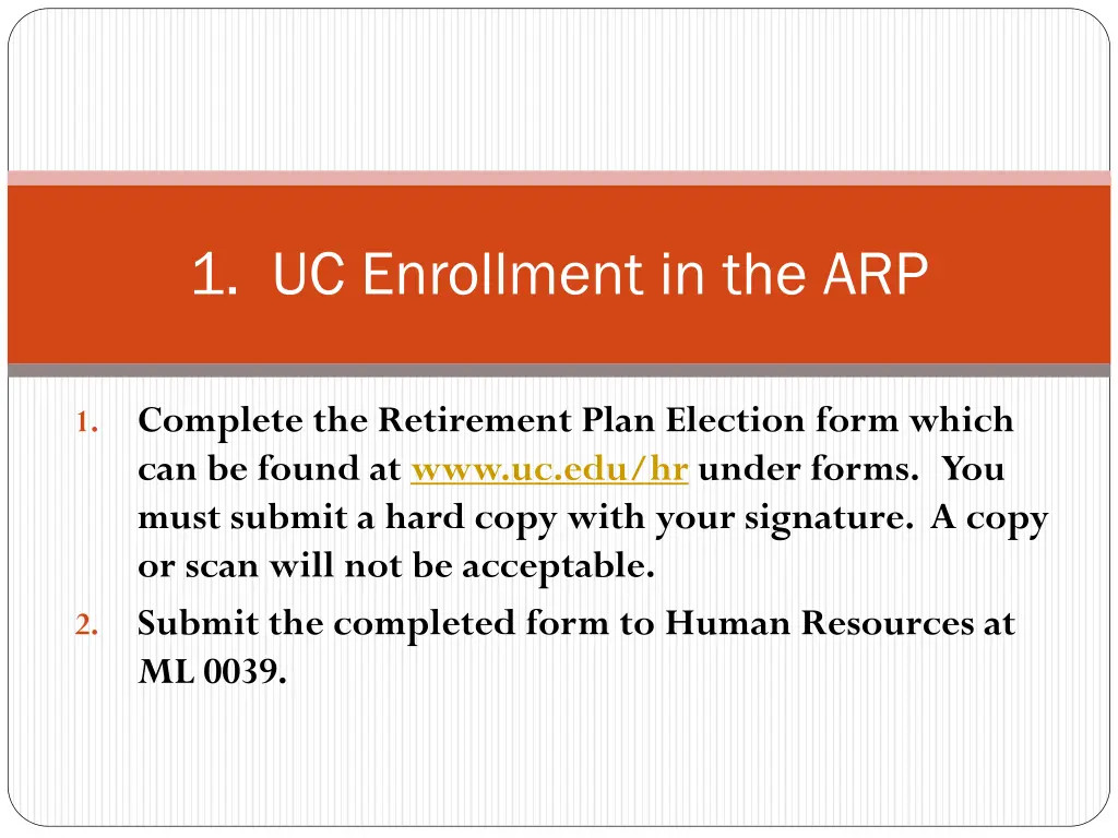 1 uc enrollment in the arp