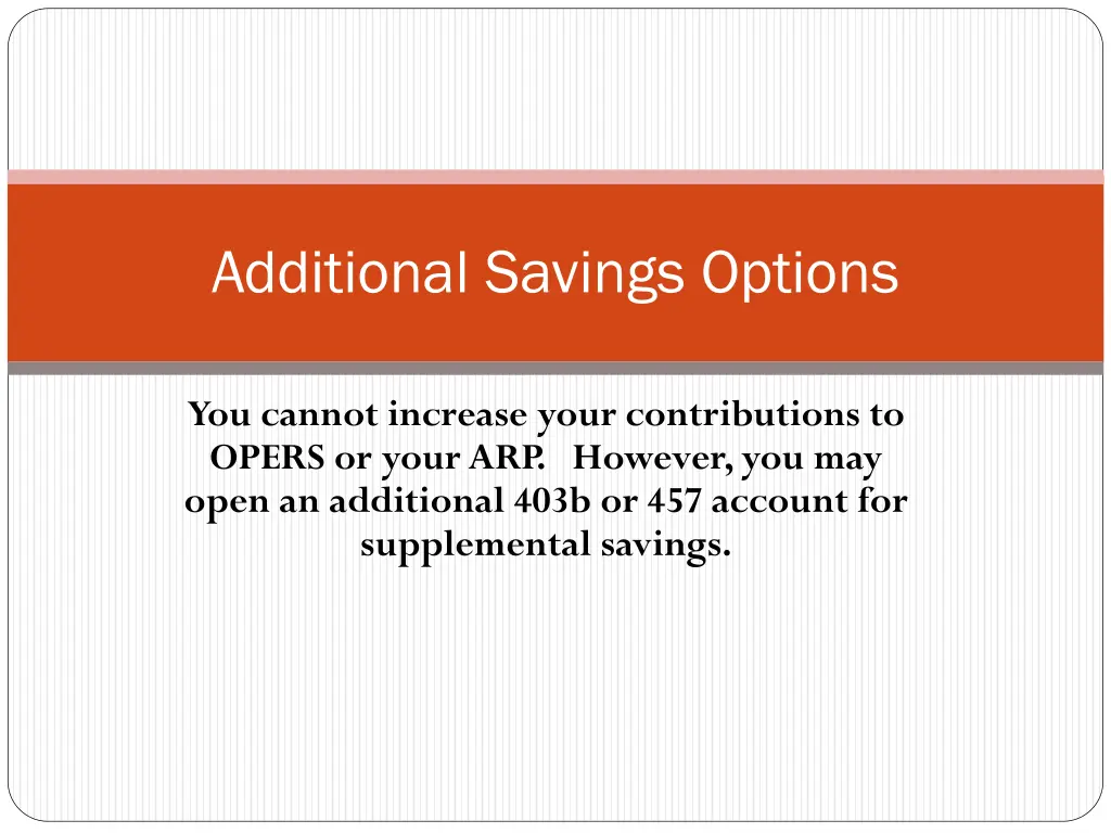 additional savings options
