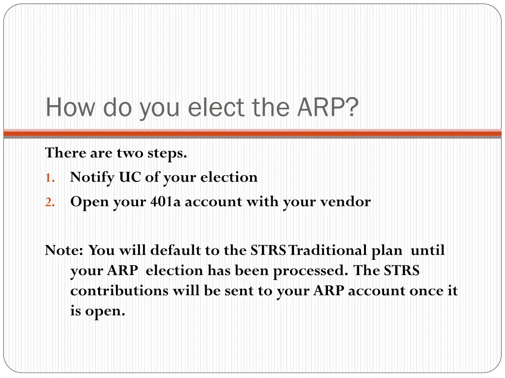how do you elect the arp
