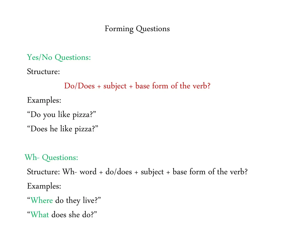 forming questions