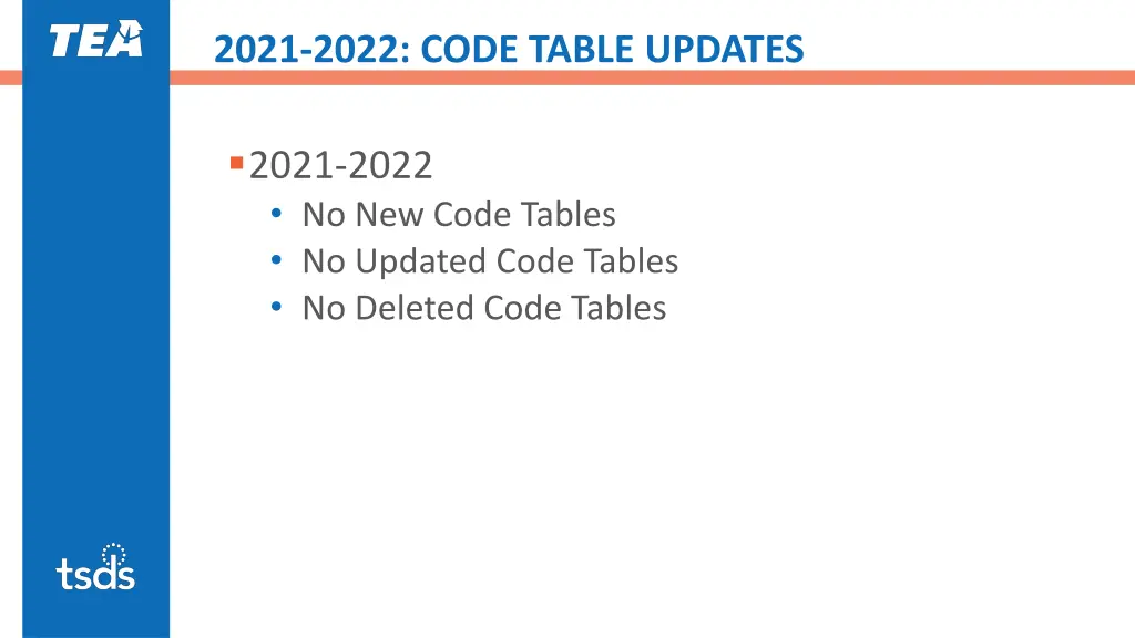 2021 2022 code table updates