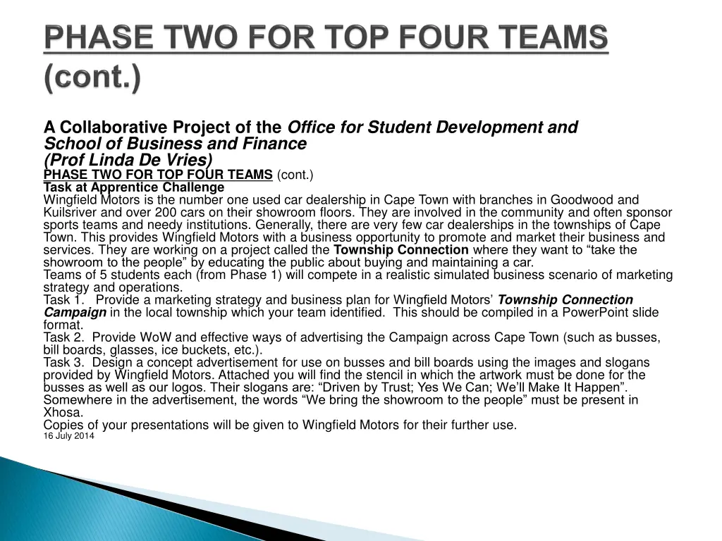 a collaborative project of the office for student