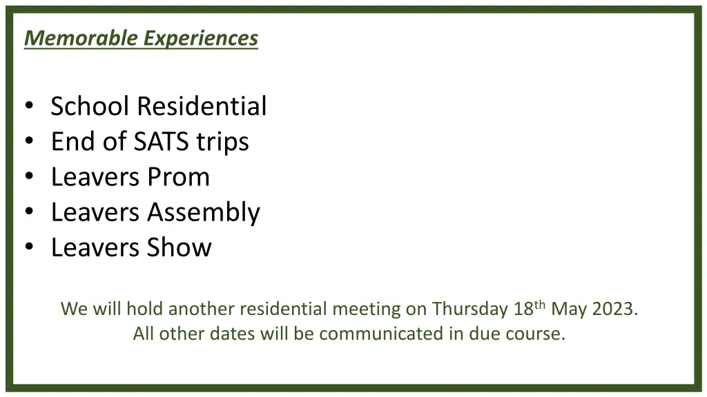 memorable experiences