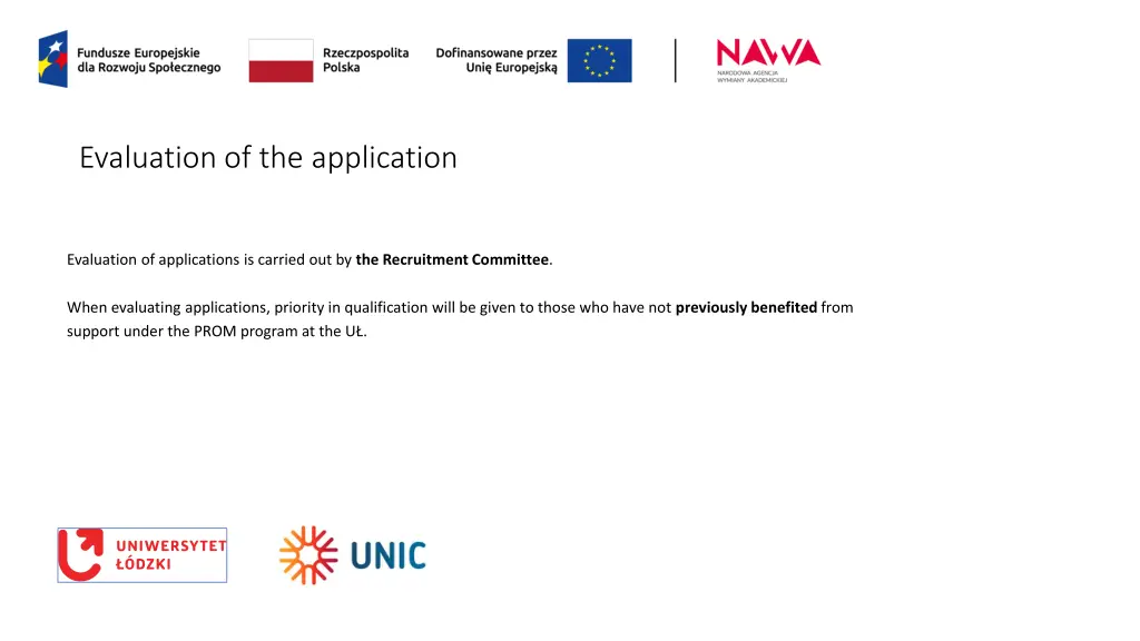 evaluation of the application