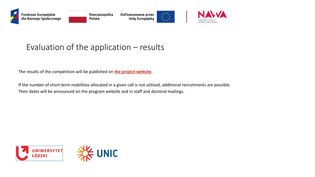 evaluation of the application results