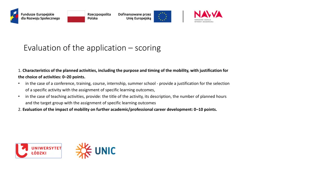 evaluation of the application scoring