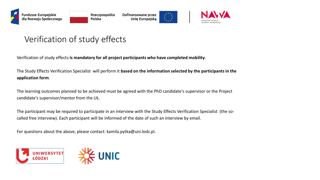 verification of study effects
