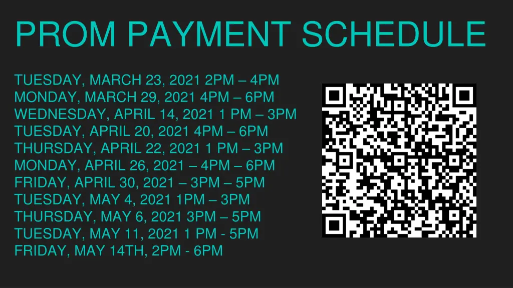 prom payment schedule