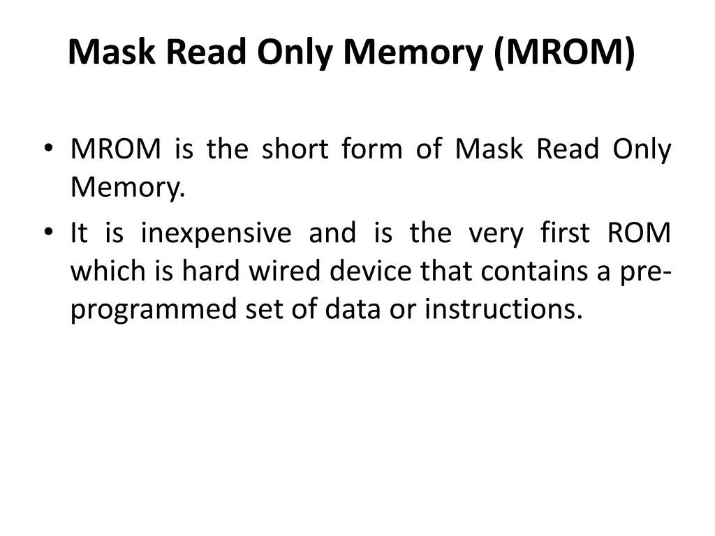 mask read only memory mrom
