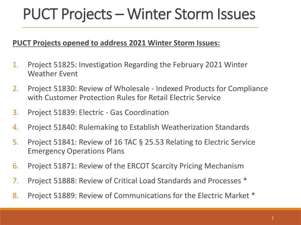 puct projects puct projects winter storm issues