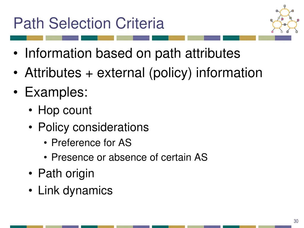 path selection criteria